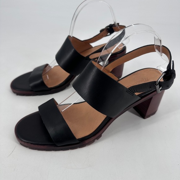 Madewell Kiera Lugsole Black Leather Block Heel Slingback Sandals  Size‎ 10.5 - Picture 10 of 11